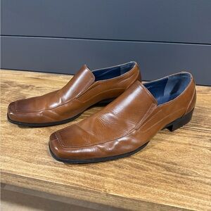 Steve Madden Men’s 11.5 Brown Leather Slip-On Dress Shoes Loafers